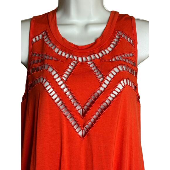 Pol Red Orange Tank Tunic Top S NWOT - Picture 3 of 6